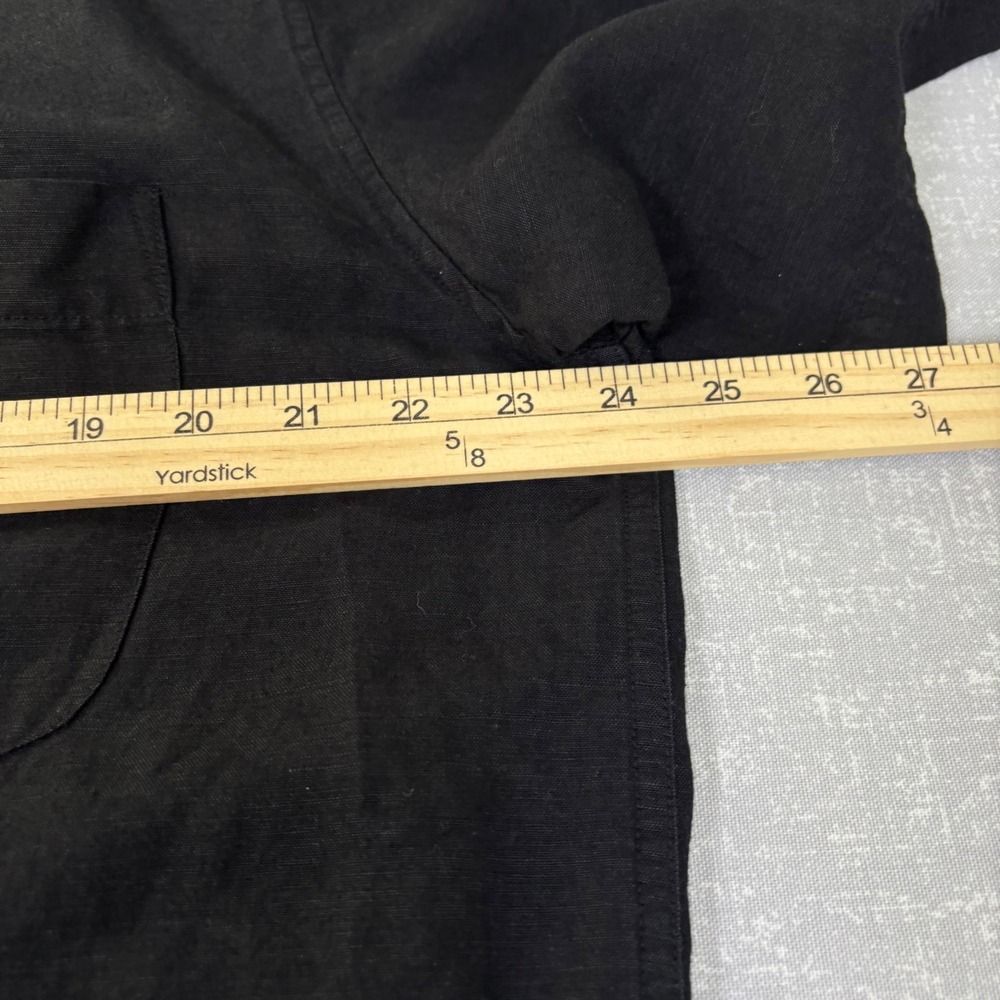 VTG Oleg Cassini Mens XL Black Short Sleeve Button Down Linen Blend Shirt Pocket - Picture 4 of 9